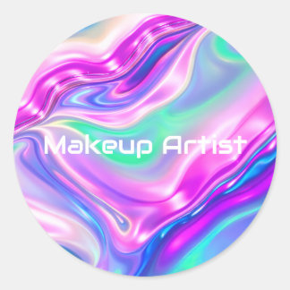 Pastel Holographic Swirl Abstract Classic Round Sticker