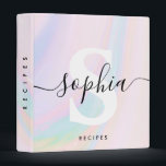Pastel Holographic Trendy Monogram Name Custom Binder<br><div class="desc">Pastel Holographic Trendy Monogram Name Custom</div>