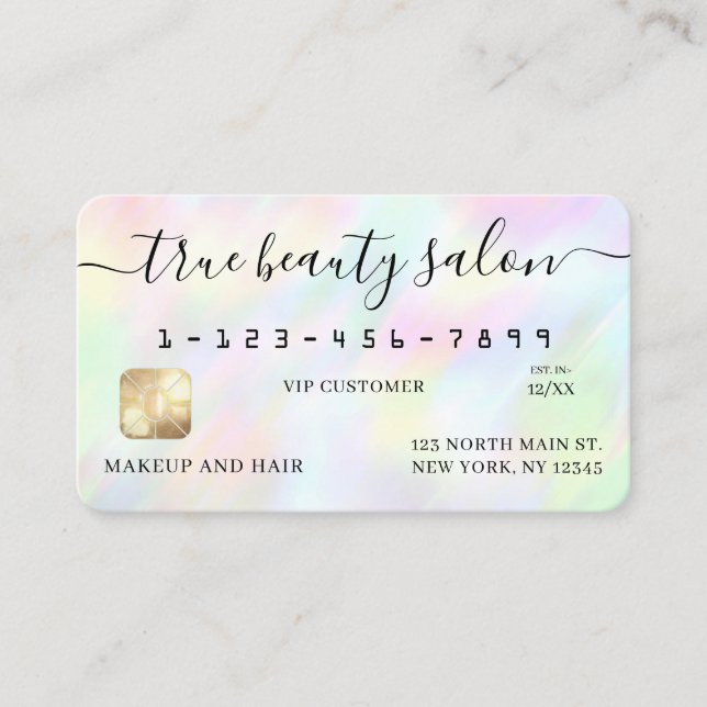 Pastel Holographique Arc-en-ciel Signature Carte d (Devant)