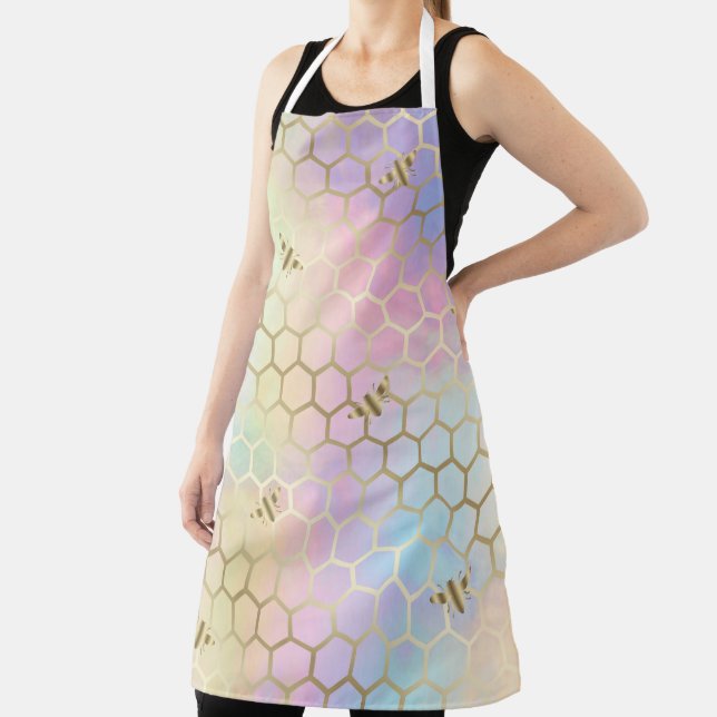 pastel honeycomb hexagons bees apron (Insitu)