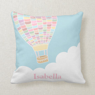 Pastel Hot Air Balloon Nursery Room Coussin Décor