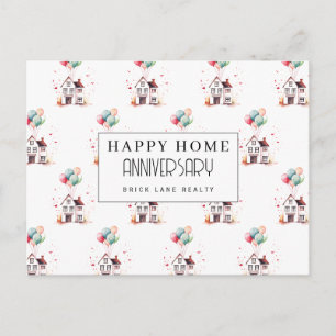 Pastel House Balloons Home Anniversary Postcard