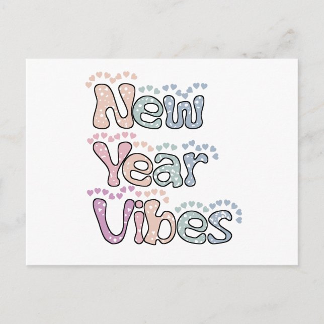 Pastel Humourous saying Happy New Year 2023 Vibes Holiday Postcard (Front)
