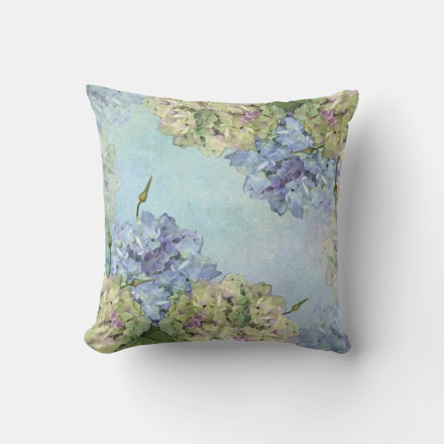 Pastel Hydrangea Throw Pillow (Front)