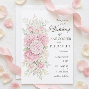 Pastel hydrangeas and roses Budget Wedding  Invita Invitation
