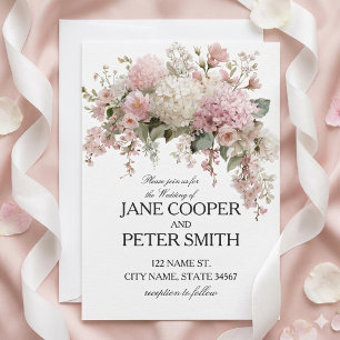 Pastel hydrangeas and roses Budget Wedding Invitation