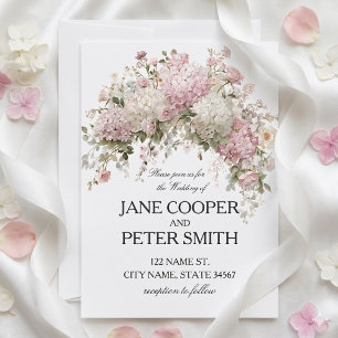 Pastel hydrangeas and roses Budget Wedding Invitation