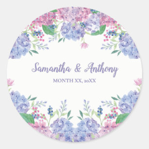 Pastel Hydrangeas - Floral Wedding Classic Round Sticker
