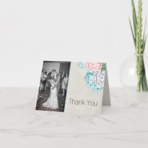 Pastel Hydrangeas Wedding Photo Thank You Card