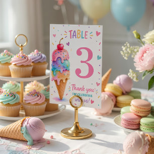 Pastel Ice Cream Birthday Sweet Shop Table Number