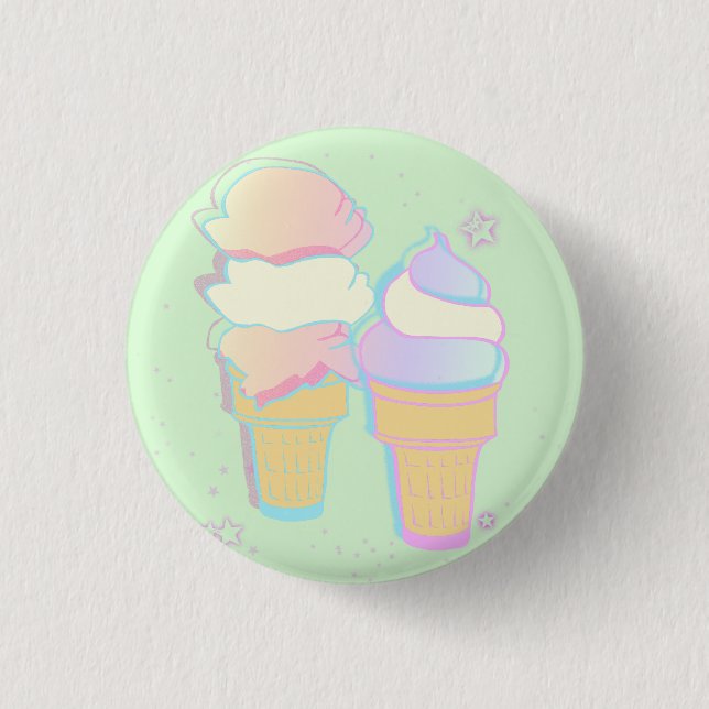 Pastel Ice Cream Button - Mint (Front)