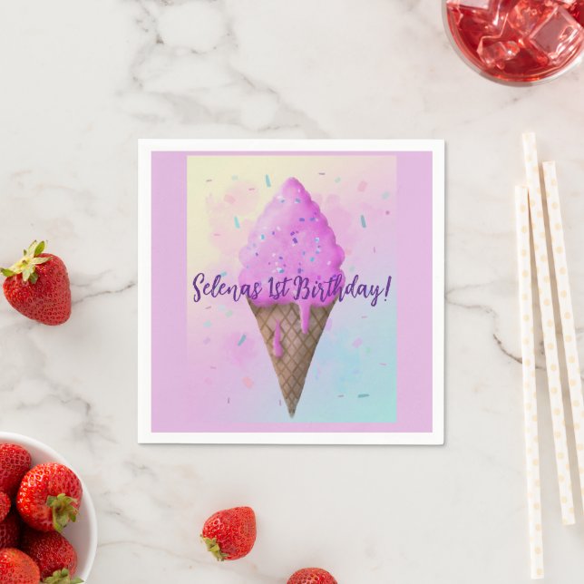 Pastel Ice cream Cone dripping Napkin (Insitu)