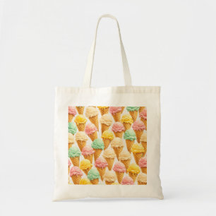 Pastel Ice Cream Cone Pattern Tote Bag