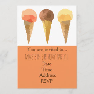 Pastel ice-cream girl's birthday party invitation