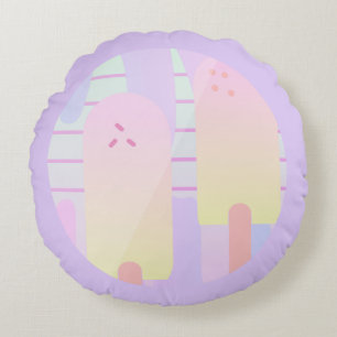 Pastel Ice Cream Ombre Name  Round Pillow