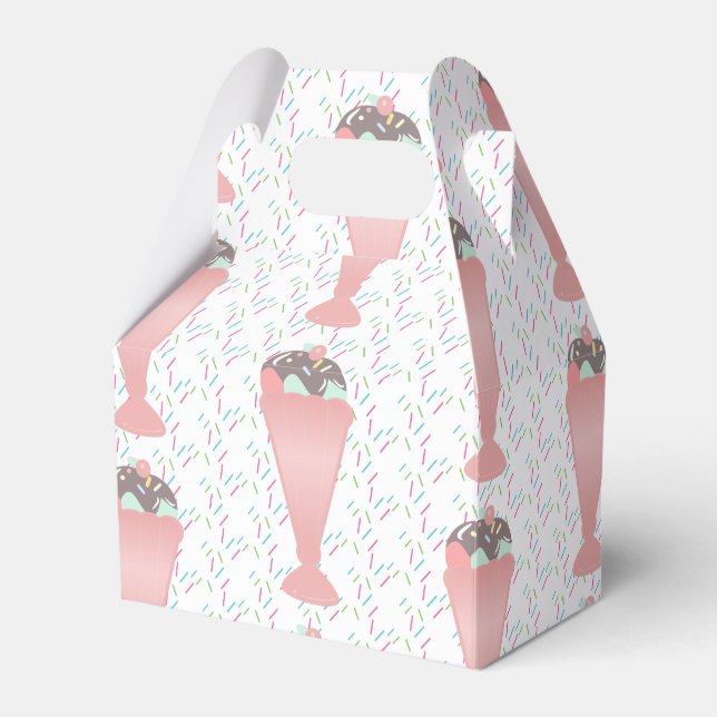 Pastel Ice Cream Sundae Sprinkles Birthday Party Favor Box (Front Side)