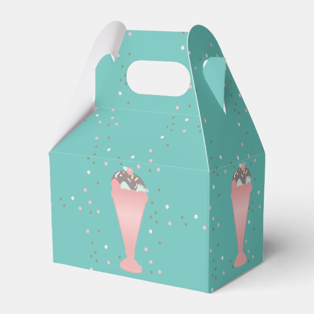 Pastel Ice Cream Sundae Sprinkles Birthday Party Favor Box (Front Side)