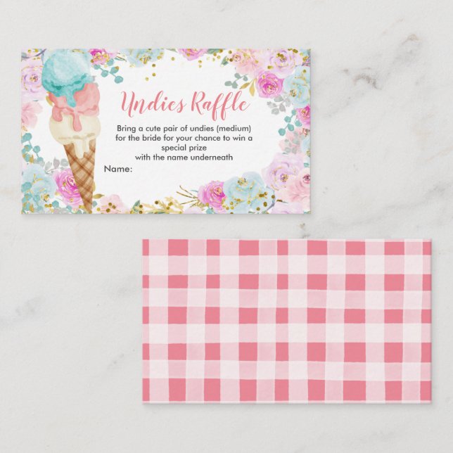 Pastel Ice Cream Undies Raffle Enclosure Card (Front/Back)
