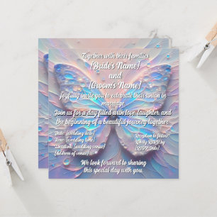 pastel impasto modern butterfly wedding invitation