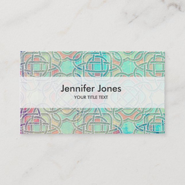 Pastel Infinite Celtic Knot Pattern Business Card (Front)