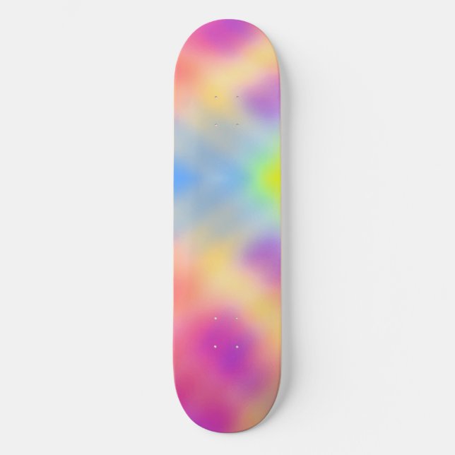 Pastel Iridescent Colourful Gradient Design Skateboard (Front)