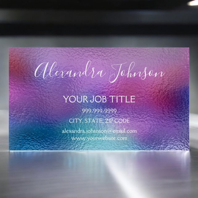 Pastel Iridescent Foil Blue, Purple and Teal Magnetic Business Card (Creator Uploaded)