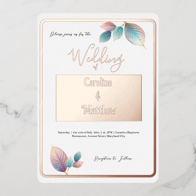 Pastel Iridescent Leaves Wedding Dreamy Pastels (Front)