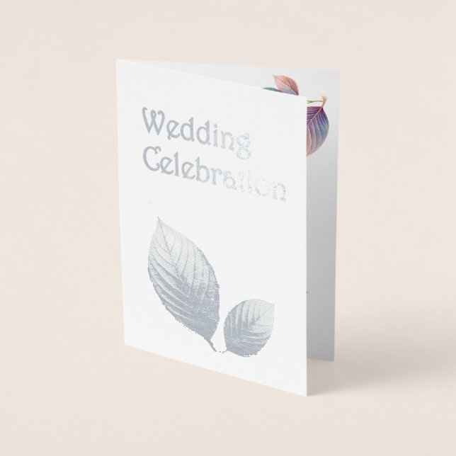 Pastel Iridescent Leaves Wedding Dreamy Pastels Foil Card (Front)