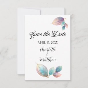 Pastel Iridescent Leaves Wedding Dreamy Pastels Save The Date