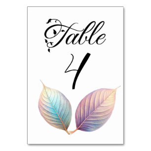 Pastel Iridescent Leaves Wedding Dreamy Pastels Table Number