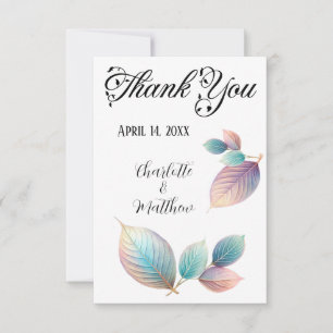 Pastel Iridescent Leaves Wedding Dreamy Pastels Thank You Card