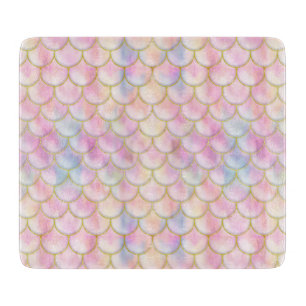 Pastel Iridescent Mermaid Scales Pattern Cutting Board
