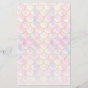 Pastel Iridescent Mermaid Scales Pattern Stationery
