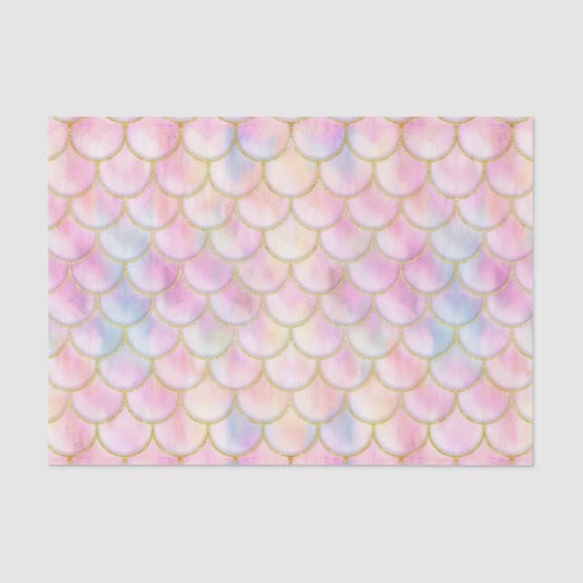 Pastel Iridescent Mermaid Scales Pattern Tissue Paper (Front)