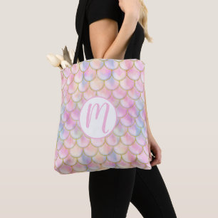 Pastel Iridescent Mermaid Scales Pattern Tote Bag