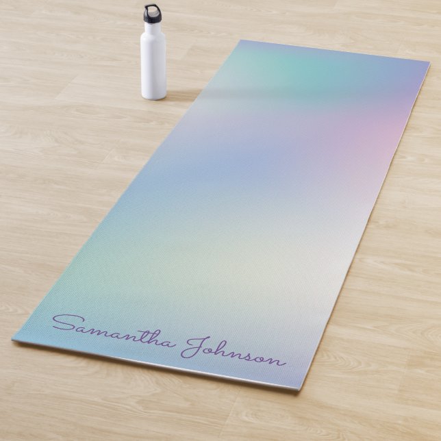 Pastel Iridescent Skies Gradient Script Name Yoga Mat (In Situ)