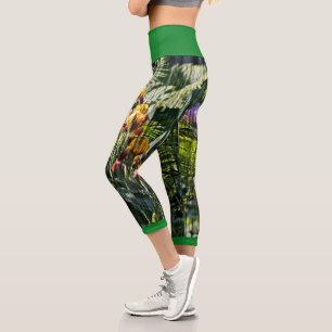 Pastel Iris Flowers Fern Stylized Nature Leggings