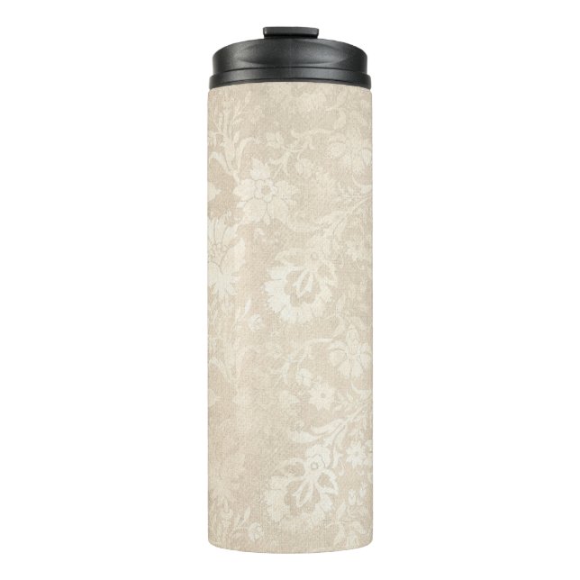 Pastel Ivory Damask Pattern Thermal Tumbler (Front)