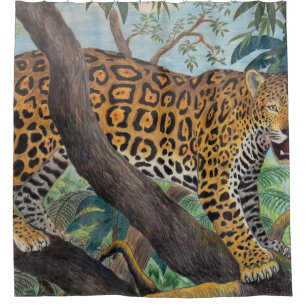 Pastel jaguar: jungle drawing.