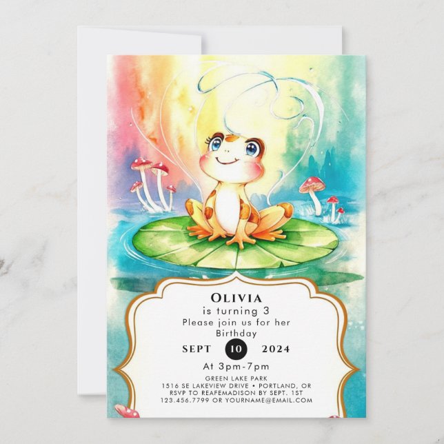 Pastel Joyful Frog Birthday Invitation (Front)