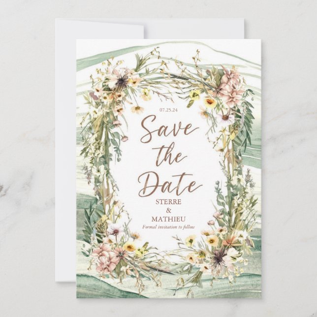 Pastel Joyful Wildflower Wedding Save The Date (Front)