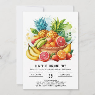 Pastel Juicy Editable Fruits Birthday Invitation
