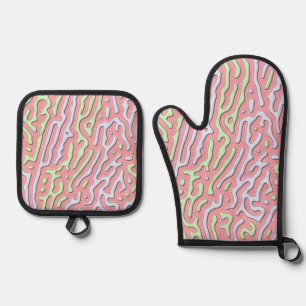 Pastel Kawaii Abstract Colourful Splatter Design Oven Mitt & Pot Holder Set