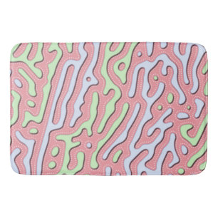 Pastel Kawaii Abstract Colourful Squiggle Design Bath Mat