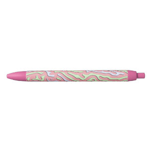 Pastel Kawaii Abstract Colourful Squiggle Design Black Ink Pen