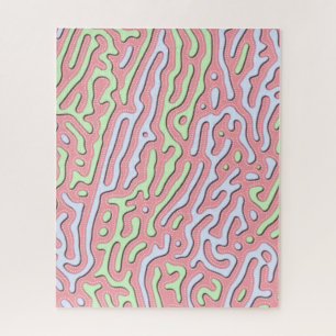 Pastel Kawaii Abstract Colourful Squiggle Design Jigsaw Puzzle