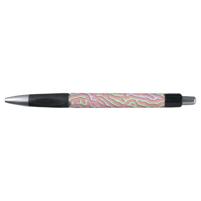 Pastel Kawaii Abstract Colourful Squiggle Design Pen (Front)