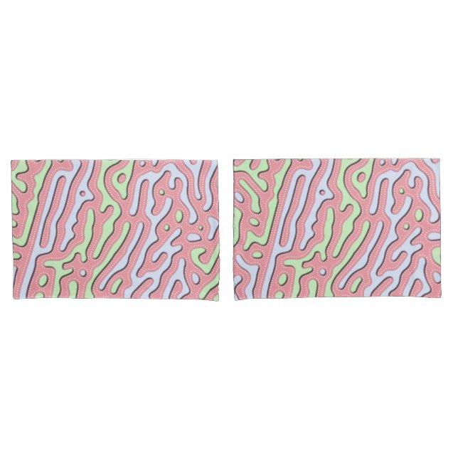 Pastel Kawaii Abstract Colourful Squiggle Design Pillowcase (Front-Set)