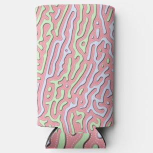 Pastel Kawaii Abstract Colourful Squiggle Design Seltzer Can Cooler