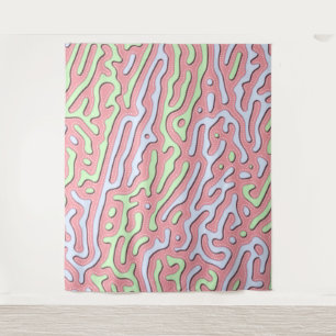Pastel Kawaii Abstract Colourful Squiggle Design Tapestry